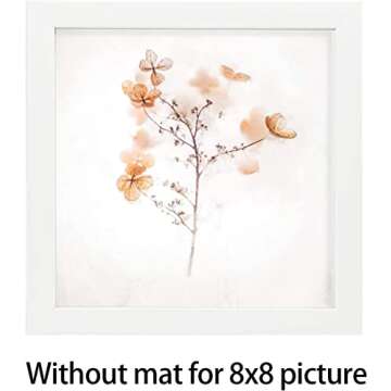 Golden State Art, 8x8 White Picture Frame Made of Solid Wood Real Glass, White Square Wood Photo Frame Display for 4x4 Picture (with White Mat) (Opening 3.5x3.5) -Wall Mounting-Set of 4