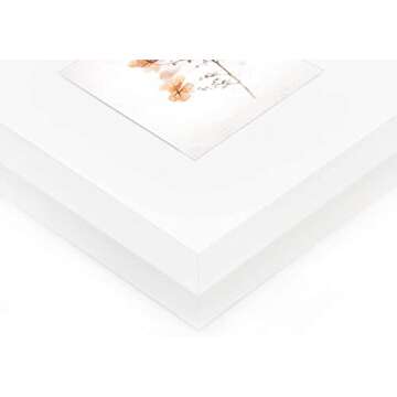 Golden State Art, 8x8 White Picture Frame Made of Solid Wood Real Glass, White Square Wood Photo Frame Display for 4x4 Picture (with White Mat) (Opening 3.5x3.5) -Wall Mounting-Set of 4