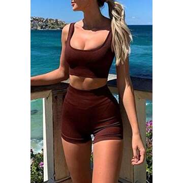 FAFOFA High Waisted Booty Shorts & Ribbed Crop Top