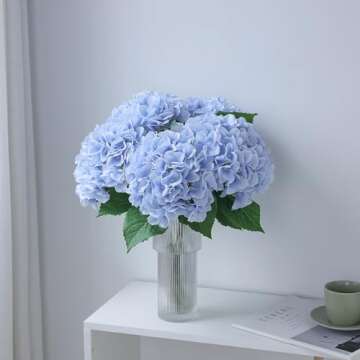 FOTEEWL 4 Pcs Lifelike Artificial Hydrangea Decor