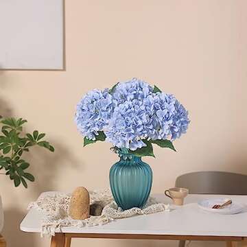 FOTEEWL 4 Pcs Lifelike Artificial Hydrangea Decor