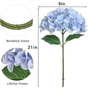 FOTEEWL 4 Pcs Lifelike Artificial Hydrangea Decor
