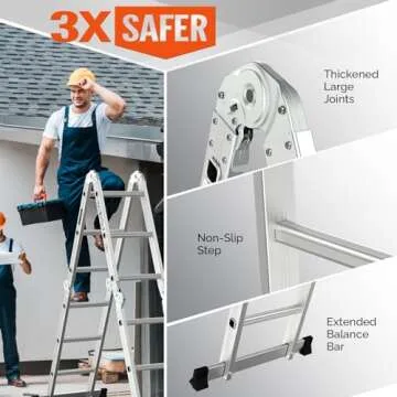 LUISLADDERS Folding Ladder Multi-Purpose Aluminium Extension 7 in 1 Step Heavy Duty Combination EN 131 Standard (12.5 Feet)
