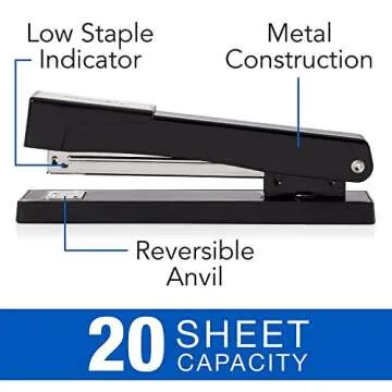 Swingline Stapler 20 Sheets Reliable Jam-Free Metal Black