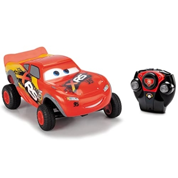 Dickie Toys : Disney Pixar Cars 1:24 Lightning McQueen XRS RC Remote Control Car 2.4 GHz, Illuminated Cars Logo on Steering Wheel, Great Toy for Kids, for Ages 3 and up,Red