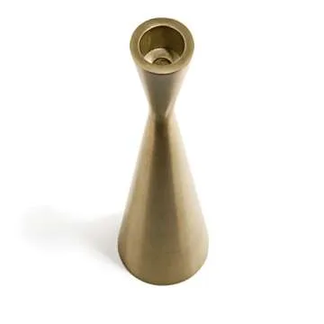 Brass Finished Taper Candle Holders - 2 Pack, 10.5 Inches, Metal, Hourglass Shape, Fits All Standard Candlesticks