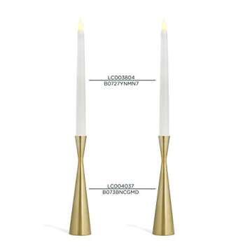 Brass Finished Taper Candle Holders - 2 Pack, 10.5 Inches, Metal, Hourglass Shape, Fits All Standard Candlesticks