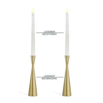 Brass Finished Taper Candle Holders - 2 Pack, 10.5 Inches, Metal, Hourglass Shape, Fits All Standard Candlesticks