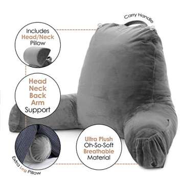 Clara Clark Reading Pillow - Luxurious Back Rest for Cozy Relaxation