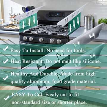 Stove Counter Gap Cover Filler, Range Trim Kit, Aluminum Don't Melt Like Silicone, For 1/32” to 5/...