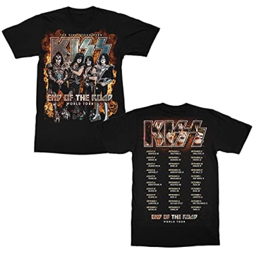 KISS Official Unisex Graphic T-Shirt – End of The Road 2021 World Tour, Black Band Tee, Small