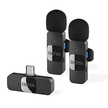 BOYA Wireless Lavalier Microphone for Android USB C Smartphone Tablet External Noise Canceling Mini ...