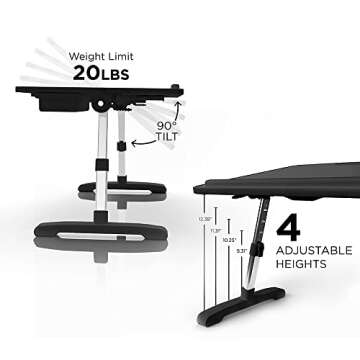 Limitless TotalDesk Portable Modern Workstation and Lap Desk with Adjustable Height & Tilt (Black)