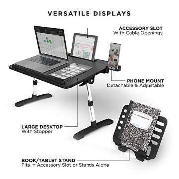 Limitless TotalDesk Portable Modern Workstation and Lap Desk with Adjustable Height & Tilt (Black)