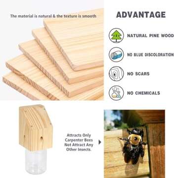 Best Bee Trap - Carpenter Bee Trap for Outside - Shed Style Nature Hanging Wood Trap for Outdoor wit...