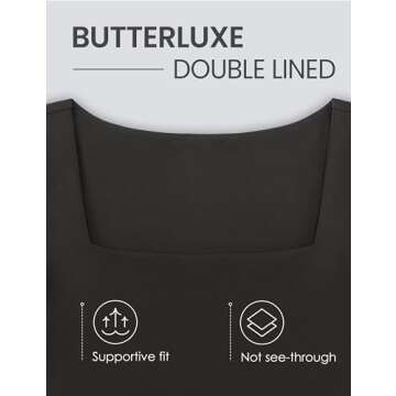 CRZ YOGA Womens Butterluxe Double Lined Long Sleeve Crop Top Square Neck Workout Athletic Casual Cropped Fitted Basic Shirts Black Large