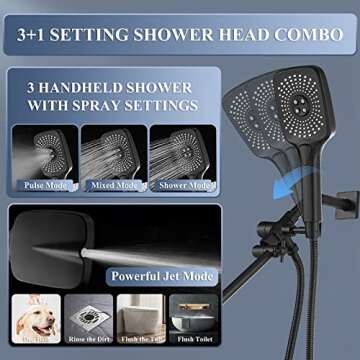 Jcrob High-Pressure Rainfall Shower Head with Handheld