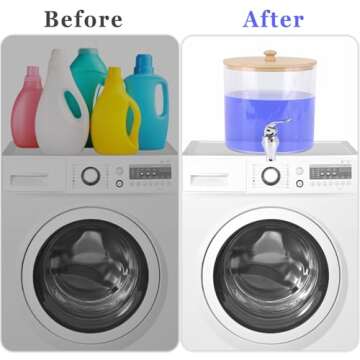 Tbestmax Laundry Detergent Dispenser with Spouts Plastic Container with Bamboo Lid for Laundry Room Organization