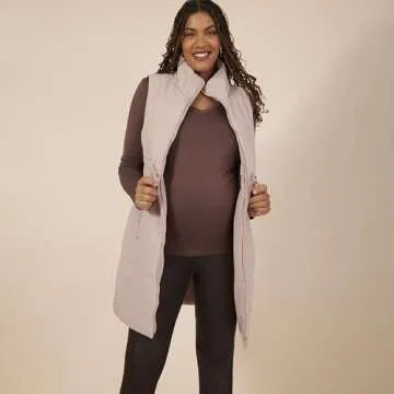Stylish Maternity Puffer Vest with Adjustable Fit