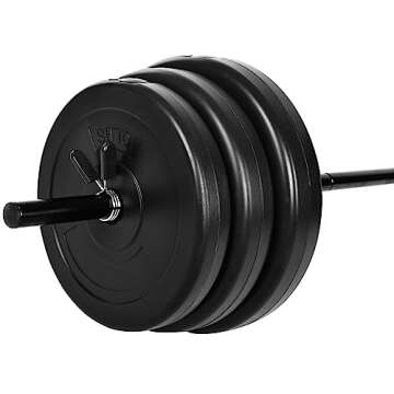 Fitvids 100-Pound Weight Set for Home Gym with Six Plates and 1x 5FT Standard Barbell, Comes with Spring Locks