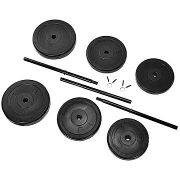 Fitvids 100-Pound Weight Set for Home Gym with Six Plates and 1x 5FT Standard Barbell, Comes with Spring Locks