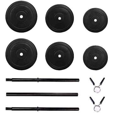 Fitvids 100-Pound Weight Set for Home Gym with Six Plates and 1x 5FT Standard Barbell, Comes with Spring Locks