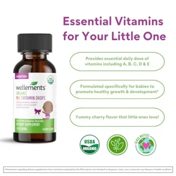 Wellements Organic Multivitamin Drops for Kids - Cherry Flavor