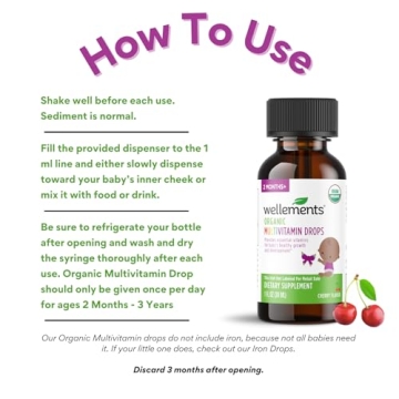 Wellements Organic Multivitamin Drops for Kids - Cherry Flavor