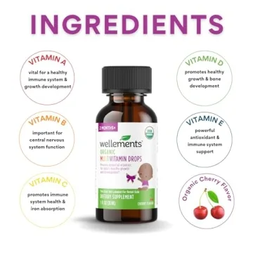 Wellements Organic Multivitamin Drops for Kids - Cherry Flavor