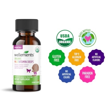 Wellements Organic Multivitamin Drops for Kids - Cherry Flavor