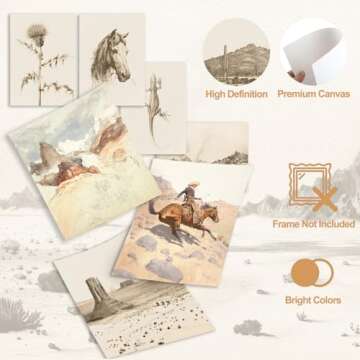 Aroutde Vintage Western Cowboy Wall Art Collection - 12 Pcs (Unframed)