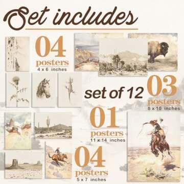 Beautiful Vintage Western Cowboy Canvas Wall Art Set