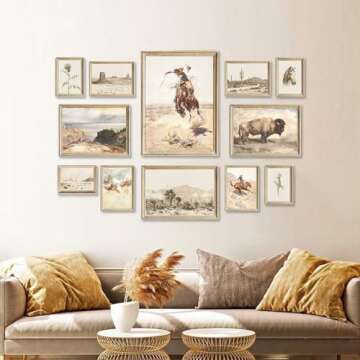 Beautiful Vintage Western Cowboy Canvas Wall Art Set