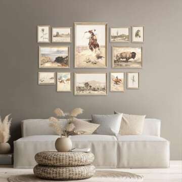 Beautiful Vintage Western Cowboy Canvas Wall Art Set