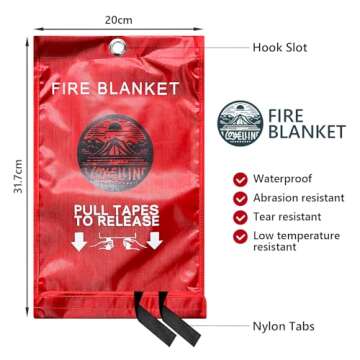 Lovelin fire Blankets Emergency for Home 40" x 40" - 4 Pack, Kitchen Fire Blanket, Fire Blanket for Home, Fiberglass Fire Blanket(4)