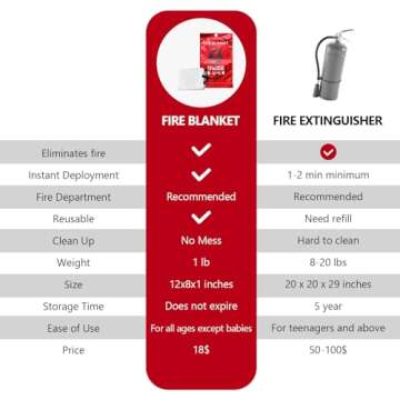 Lovelin fire Blankets Emergency for Home 40" x 40" - 4 Pack, Kitchen Fire Blanket, Fire Blanket for Home, Fiberglass Fire Blanket(4)