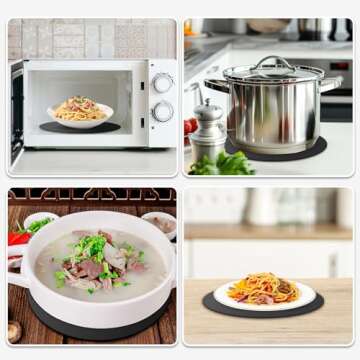 2 Pack Multi-Purpose Silicone Microwave Mat, 12 Inch Non Stick Silicone Baking Mats Oven Mat for Bottom of Oven, Heat Resistant Oven Mat Microwave Trivet Mat （Black)