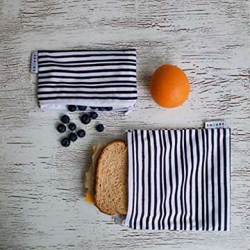 Square One Reusable Bags (Gray, Set of 4, Sandwich & Snack Sizes)