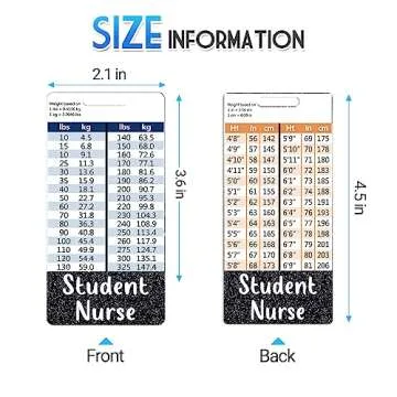 Plifal Student Nurse Badge Buddy Card Holder Nursing Accessories Black Vertical ID Name Identification Tags Nurse Work W Height & Weight Conversion Charts