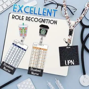 Plifal Student Nurse Badge Buddy Card Holder Nursing Accessories Black Vertical ID Name Identification Tags Nurse Work W Height & Weight Conversion Charts