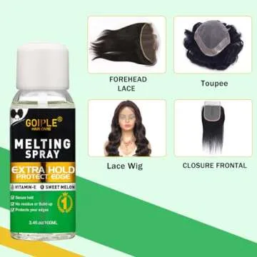 3.4 fl oz Lace Melting and Holding Spray Glue-Less Hair Adhesive for Wigs, Extra Hold Lace Melting Spray Adhesive Wig Spray for Closure Wigs Extensions, Wig Melting Spray Strong Natural Forming Hold