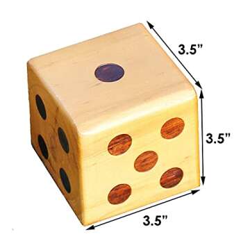 Jungle Gym Kingdom Yardzee & Yard Farkle Giant Wooden 6 Dice Set for Outdoor Fun Lawn Games Picnic Barbeque Party Tailgaiting & Special Events with Collapsible Bucket & Lid Scorecards & Markers