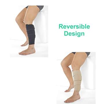 Juzo Reversible Versatile Support 30-60mmHg Calf Compression Wrap, Beige, S Long