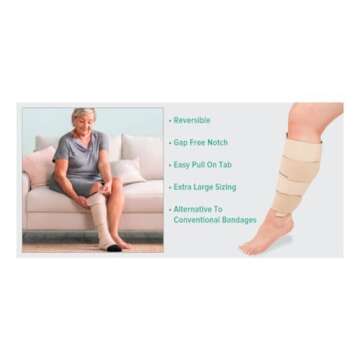 Juzo Reversible Versatile Support 30-60mmHg Calf Compression Wrap, Beige, S Long