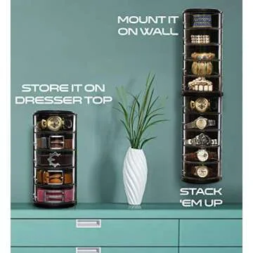 ELYPRO Premium Acrylic Belt Organizer - Sleek, Multi-Functional Storage for Belts, Jewelry, Makeup & Hair Accessories - Transparent, Rotating Drawers, Stackable & Wall-Mountable Design