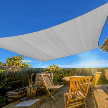 Artpuch Sun Shade Sail, 6'X10' Light Grey Rectangle, Curved Edged Commercial Grade 185GSM Permeable ...