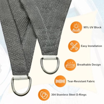 Artpuch Sun Shade Sail, 6'X10' Light Grey Rectangle, Curved Edged Commercial Grade 185GSM Permeable Outdoor Shade Cloth for Deck, Backyard, Patio (Custom Sizes Made)