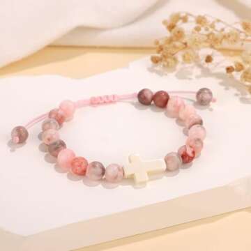 JoycuFF Natural Stone Easter Bracelet for Teens