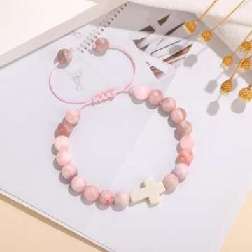 JoycuFF Natural Stone Easter Bracelet for Teens