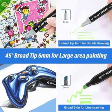Tommax 120 Colors Dual Tip Alcohol Markers, Sketch Markers Set for Kids Adults Artists Painting, Col...